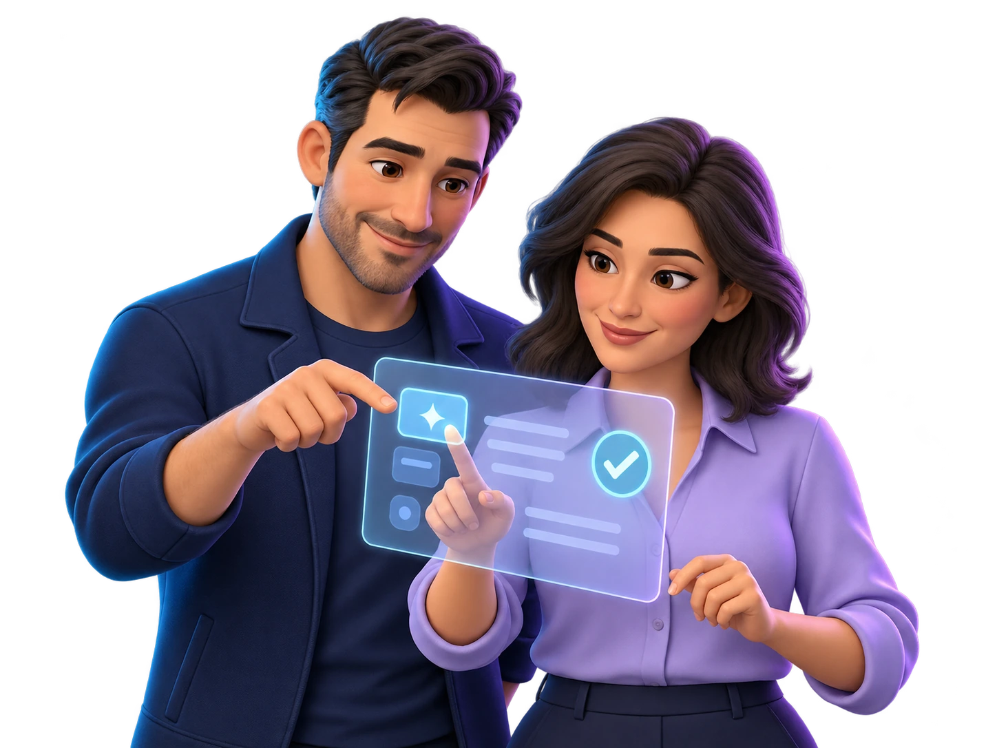 Mentor e profissional aprendendo juntos a usar uma interface de IA, com orientação próxima.
